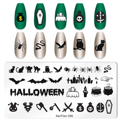 RJ Halloween Nail Stamping Plates, Beautiful zombie Festival Pattern Nail Art Image Plates, Stainless Steel Nail Art Plate Stencil