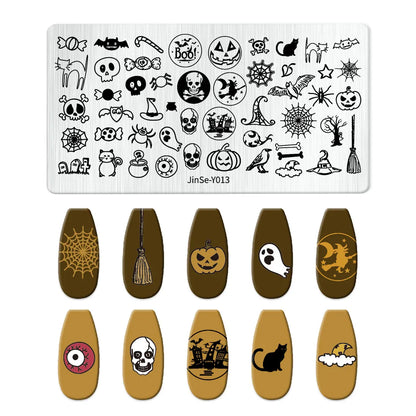 RJ Halloween Nail Stamping Plates, Beautiful zombie Festival Pattern Nail Art Image Plates, Stainless Steel Nail Art Plate Stencil