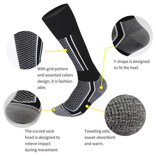 1Pair Winter Warm Thickening Ski Stockings Hiking Socks For Women Men Children Outdoor Anti-Cold High Sports Stockings