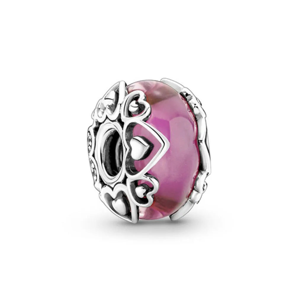 Hot Selling 925 Silver Pink Cake, Dog Paw, Luggage, Cup Bead Pendant Suitable for European Original Bracelet DIY Exquisite Jewelry