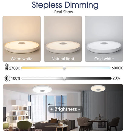 LED Smart Ceiling Lamps RGB APP Remote Control Dimming Modern Home Lighting Music Light with Speaker For Living Room Bedroom