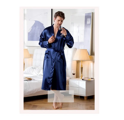Plus Size 3XL, Men Long Bathrobe Sleepwear, Black Bridegroom Wedding Robe, Spring Summer Sleepwear, Nightwear, Loose Satin Home Wear