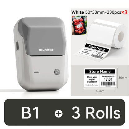 NIIMBOT B1 Portable Thermal Printer With Tapes 2 Inch Adhesive Label Printer Mini Bluetooth Sticker Maker Support Smartphones PC