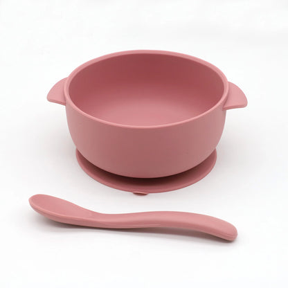 3pcs silicone bowl with lid, food spoon bowl with suction cup, strong suction set