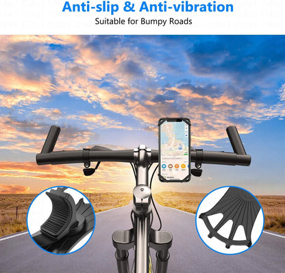 Silicone Bicycle Phone Holder Universal Bike Motorcycle Mobile Phone Stand Handlebar Clip Bracket for 4 to 6.5 inch Cell Phone