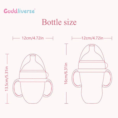 New 0-36 months baby nano-silicone bottle, 240ml 150ml Baby Bottle with handle Breastmilk-like design Soft milk pulling