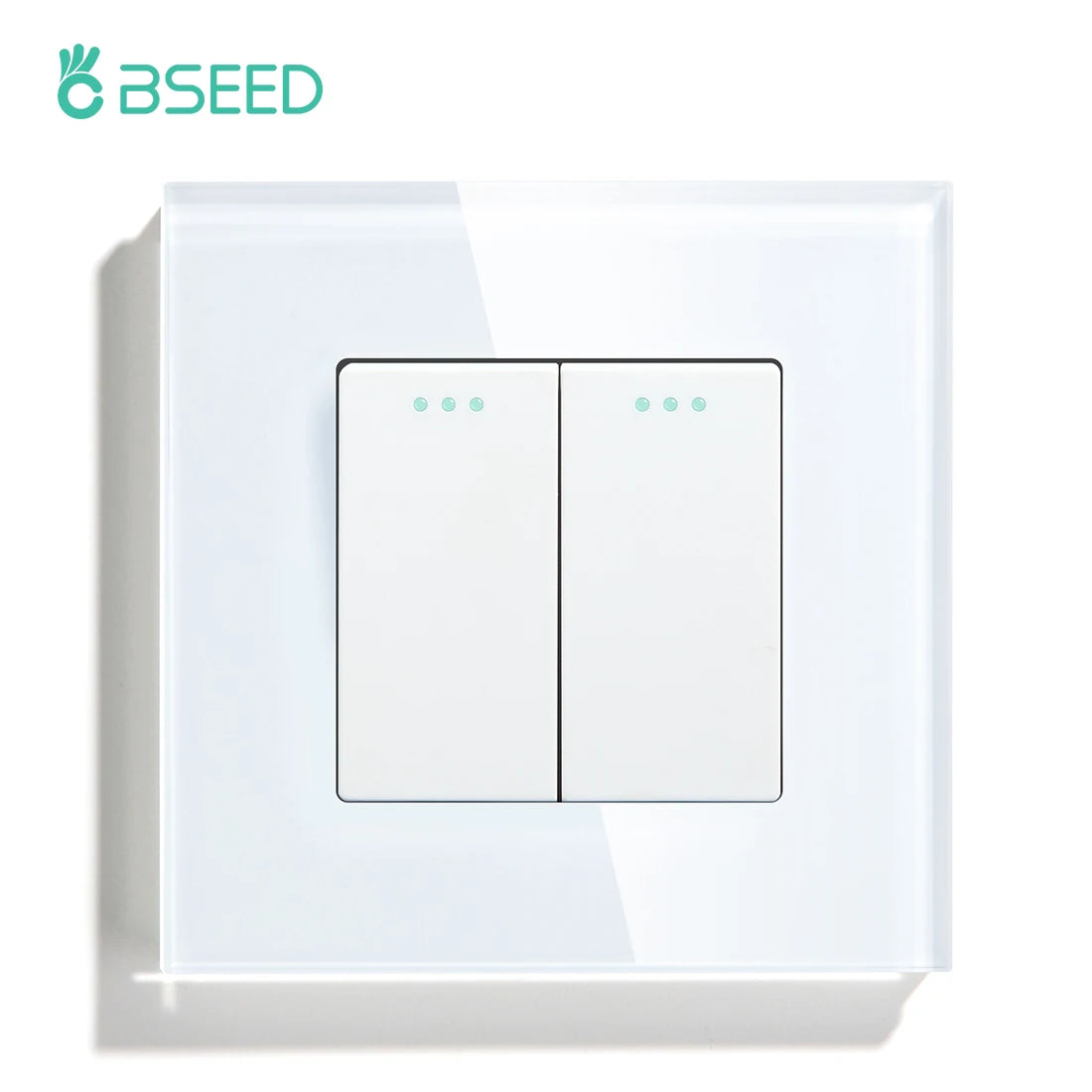 Bseed EU Standard Mechanical Reset Switch 1/2/3Gang 1Way Push Button Switches With Crystal Glass Panel White Black 250V