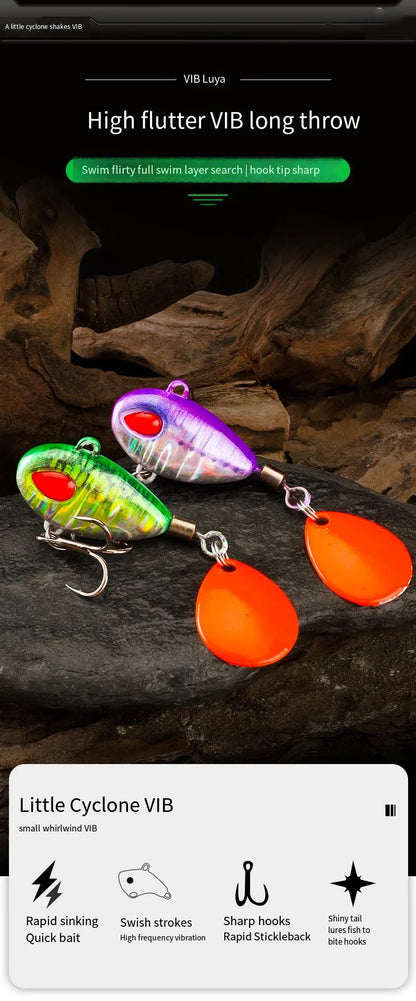 Spoon Spinner Bait Sinking Wobblers Baits Metal Jig VIB Lure Rotating Sequin Tail Lures Far Casting Fishing Baits for Sea Bass