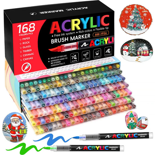 12-168 Colors Direct Liquid Marker Pen Set, DIY Hand Drawn, Graffiti Paint Art Acrylic Paint Pens, Perfect for Artist/Student