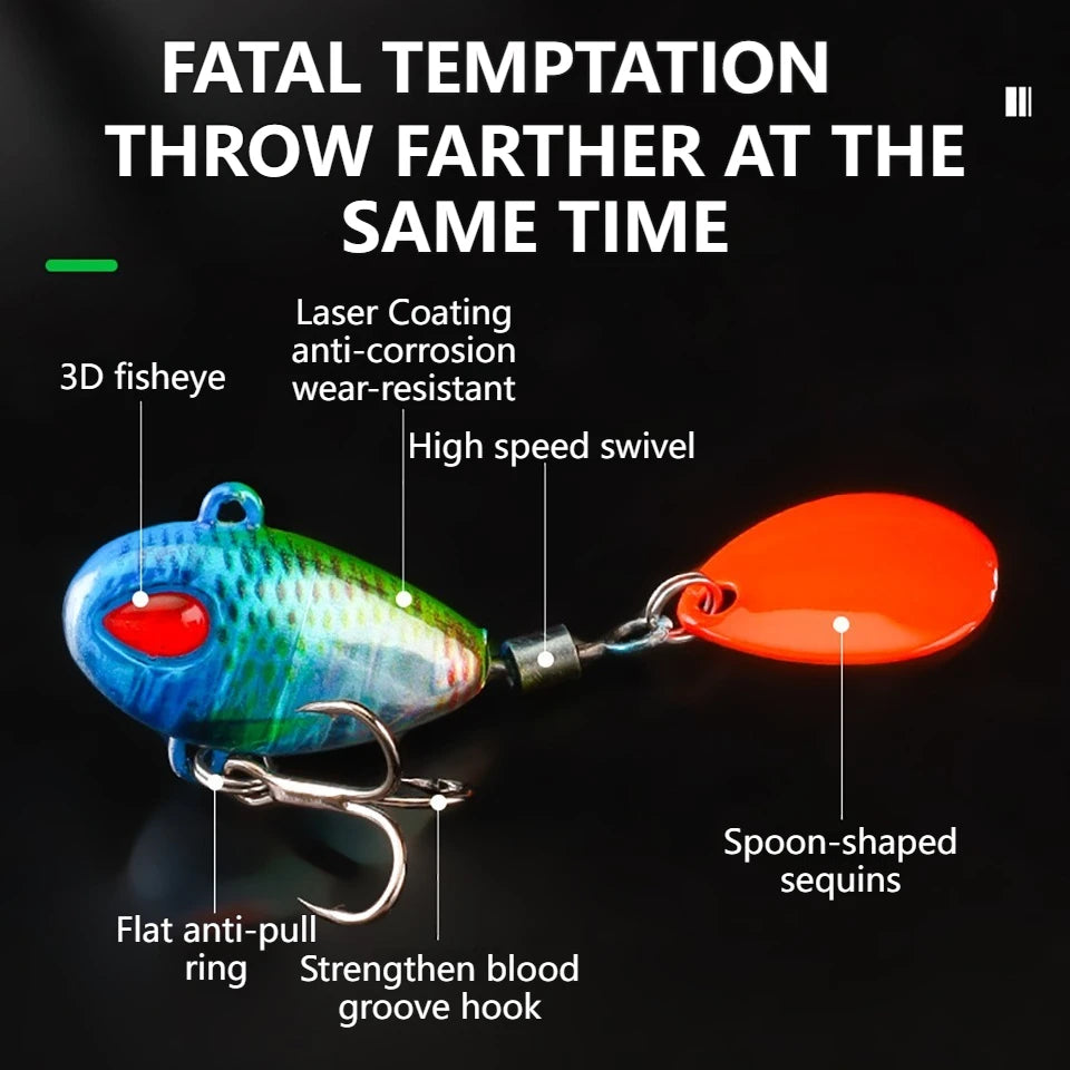 WALK FISH Sinking 3g-21g VIB Lure Spoon Spinner Fishing Bait Wobblers Metal Jig Rotating Sequin Tail Far Casting For Sea Bass