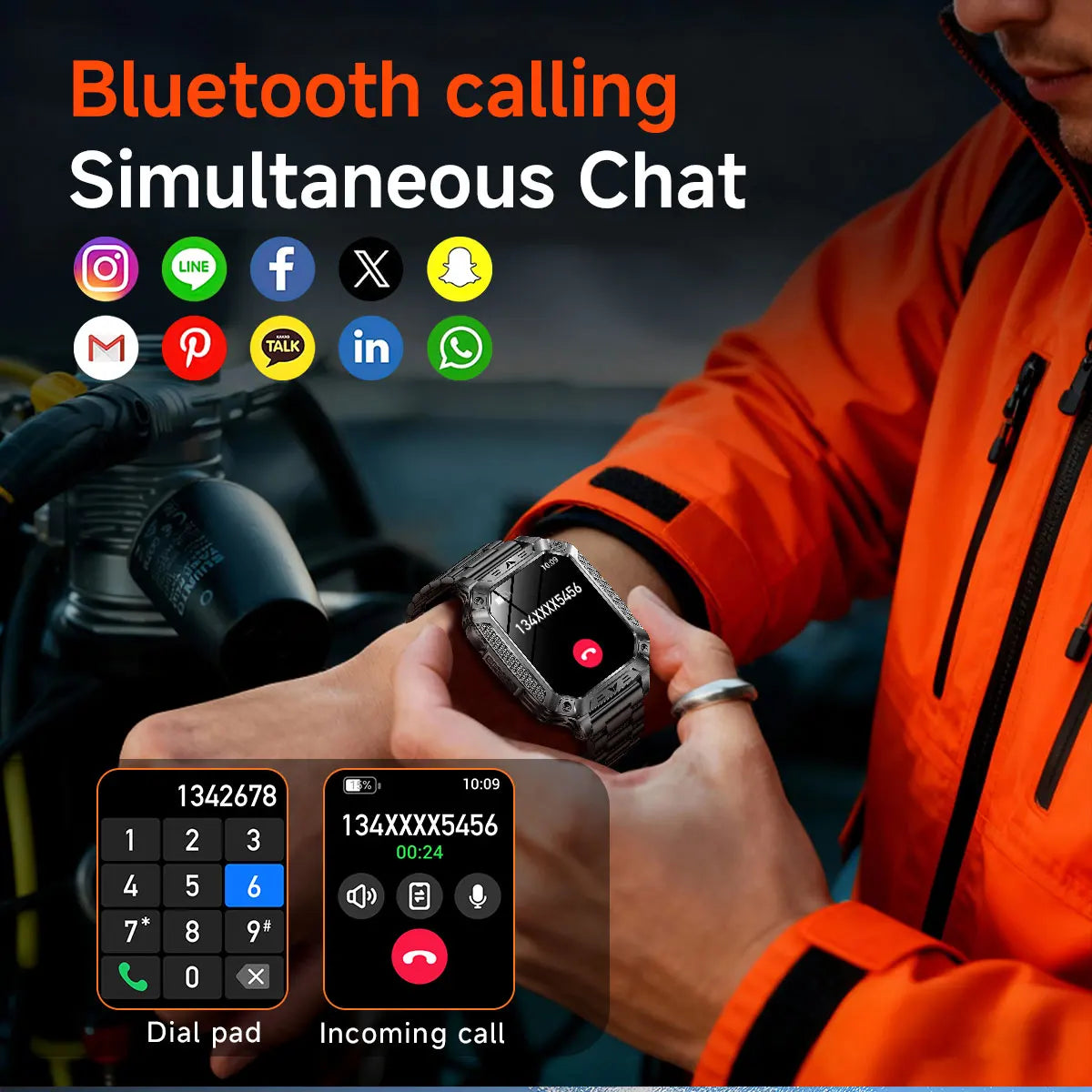 2026 New 1400mAh Large Battery Military Outdoor 2.01 inches Smart watch Men 10ATM Waterproof Bluetooth Call Sports Smart Watch