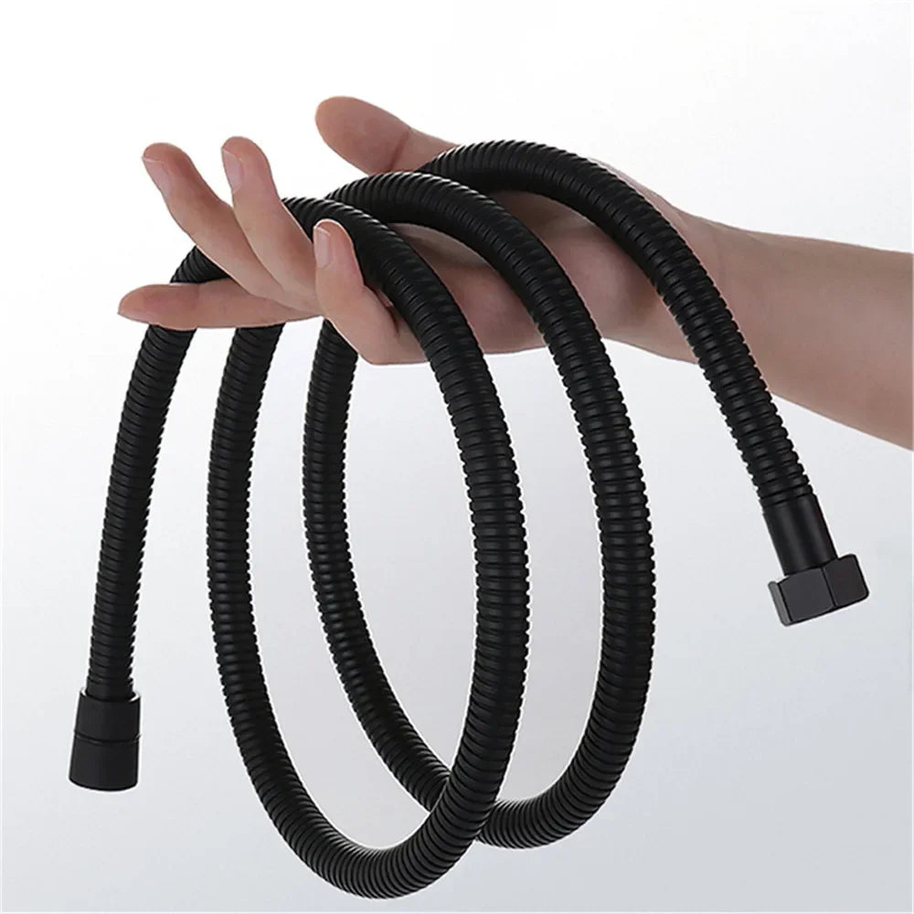 1.5/2M Black/Silver SUS 304 Flexible Shower Hose Long Bathroom Shower Pipe Extension Water Pipe Pull Pipe Bathroom Accessories