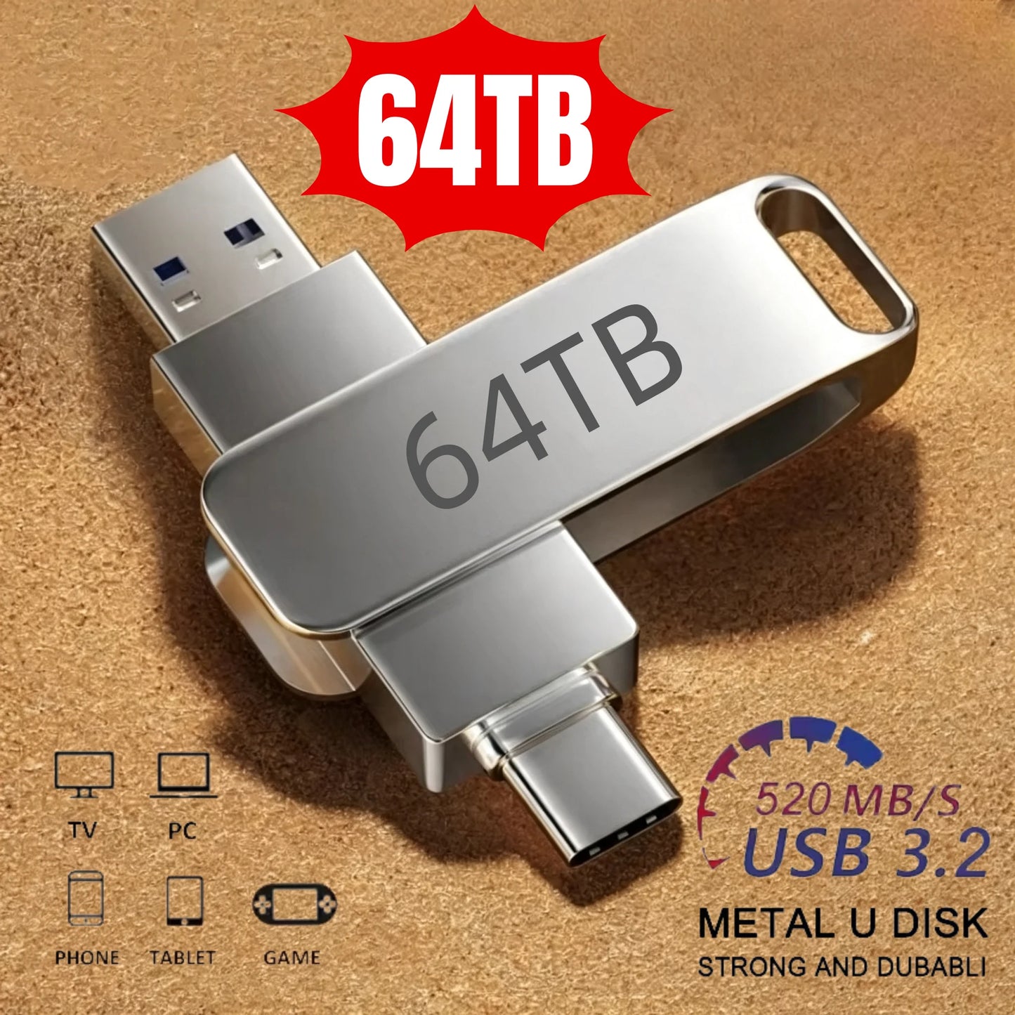 Nueva unidad flash USB 3.2 de 16 TB, transferencia de alta velocidad, pendrive de metal, tarjeta de memoria, disco flash, memoria a prueba de agua, Stick 2026