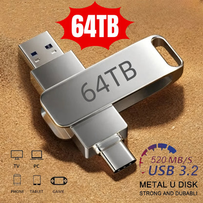 Nueva unidad flash USB 3.2 de 16 TB, transferencia de alta velocidad, pendrive de metal, tarjeta de memoria, disco flash, memoria a prueba de agua, Stick 2026
