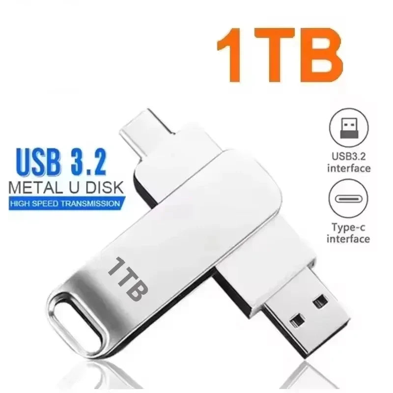 64TB USB 3.2 Flash Drives High-Speed Transfer Metal Pendrive Memory Card Pendrive Flash Disk Memoria Waterproof Stick 2026 New