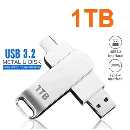 64TB USB 3.2 Flash Drives High-Speed Transfer Metal Pendrive Memory Card Pendrive Flash Disk Memoria Waterproof Stick 2026 New