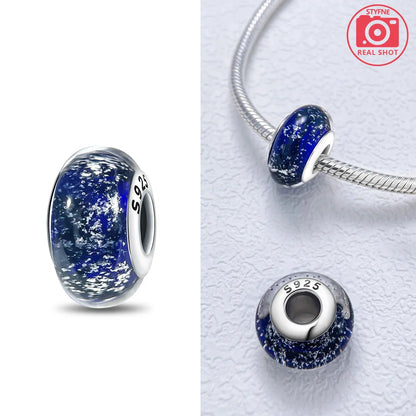 Original 925 Silver Charms Flower Blue Star Green Turtle Glass Beads Fit Bracelet Women DIY Gift Murano Jewelry Accessories