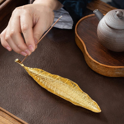 Leaf Incense Burner, Incense Ash Catcher, Incense Sticks Holder for Counters, Meditation Room, Yoga, Home, Office