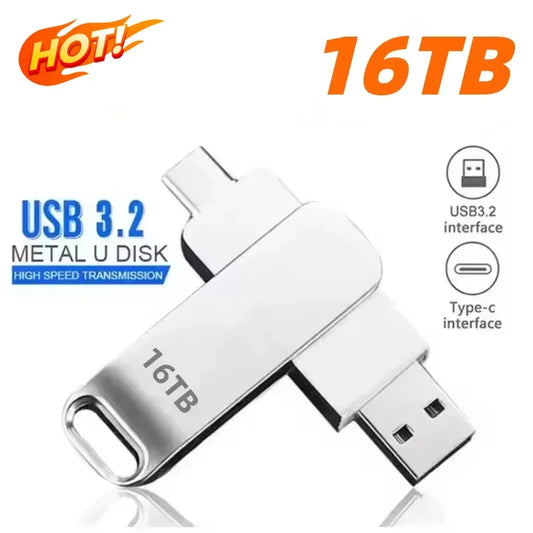 USB 3.2 16TB USB Flash Drive Memory Type-c 2-In-1 8TB 16TB OTG Pendrive 4TB High Speed Flash Disk 2TB For Computer Laptop