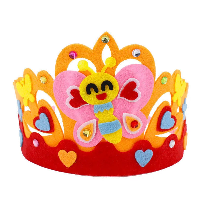 4 Pcs Creative DIY Handmade Toys Crown Hat Princess Tiara Cartoon Kindergarten Educational Art Craft EVA Paper Kids Party Gifts