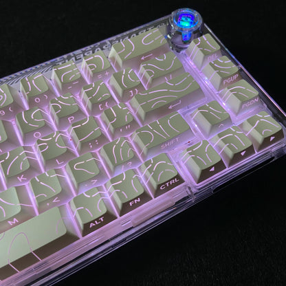 Contour Lines Translucent Keycaps Side Engraving Cherry Profile Black White Key Cap 60 70 80 90 100 Layout Mechanical Keyboard