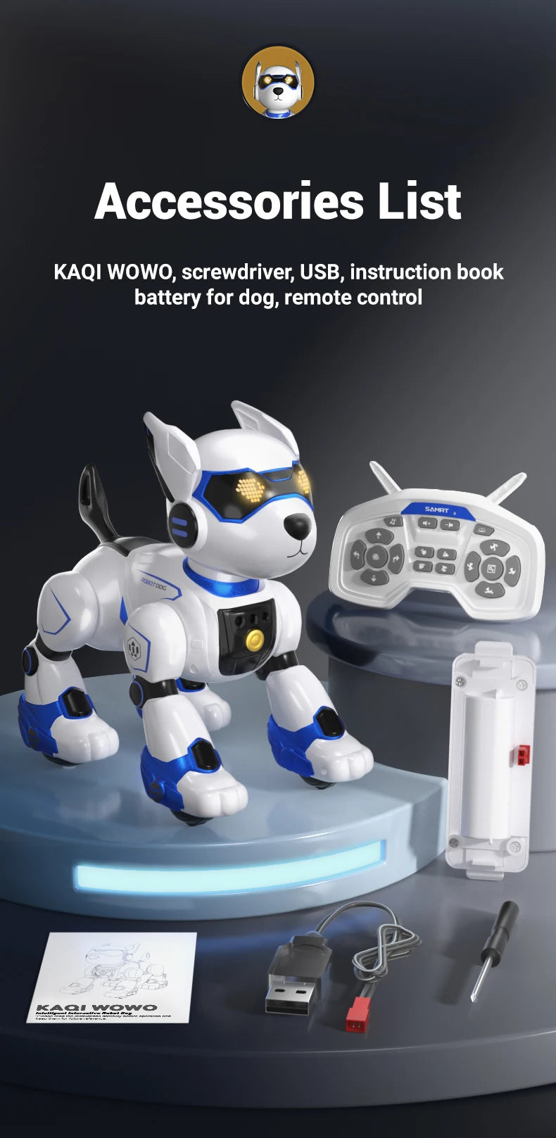 Funny RC Robot Electronic Dog Stunt Dog Voice Command Programmable Touch-sense Music Song Robot Dog for Boy Girls Children Toys