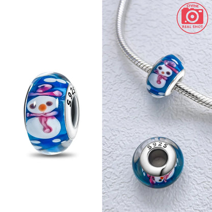 Original 925 Silver Charms Flower Blue Star Green Turtle Glass Beads Fit Bracelet Women DIY Gift Murano Jewelry Accessories