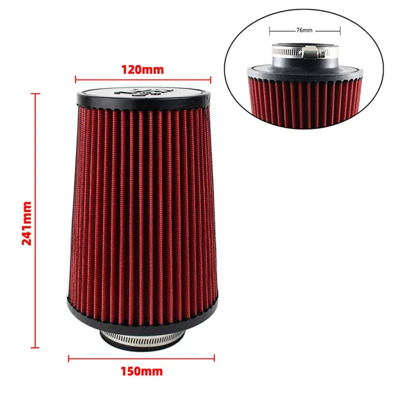 Car Mushroom Head Universal High Flow Intake Air Filter 102mm 89mm 76mm 3 3.5 4 Inch Cone Tapered Air filters for K&N 14084-2