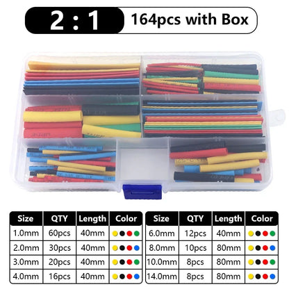 102-750pcs 2:1 Thermoresistant Tube Heat Shrink Wrapping Kit Assorted Wire Cable Insulation Sleeving 3:1 Heat Shrink Tube Set