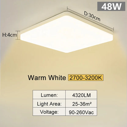 Square Led ceiling lamp, bedroom lighting, Neutral white, cold white, warm white, 48W 36W 24W 18W led ceiling light room, MARPOU