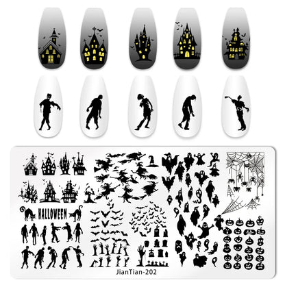 RJ Halloween Nail Stamping Plates, Beautiful zombie Festival Pattern Nail Art Image Plates, Stainless Steel Nail Art Plate Stencil