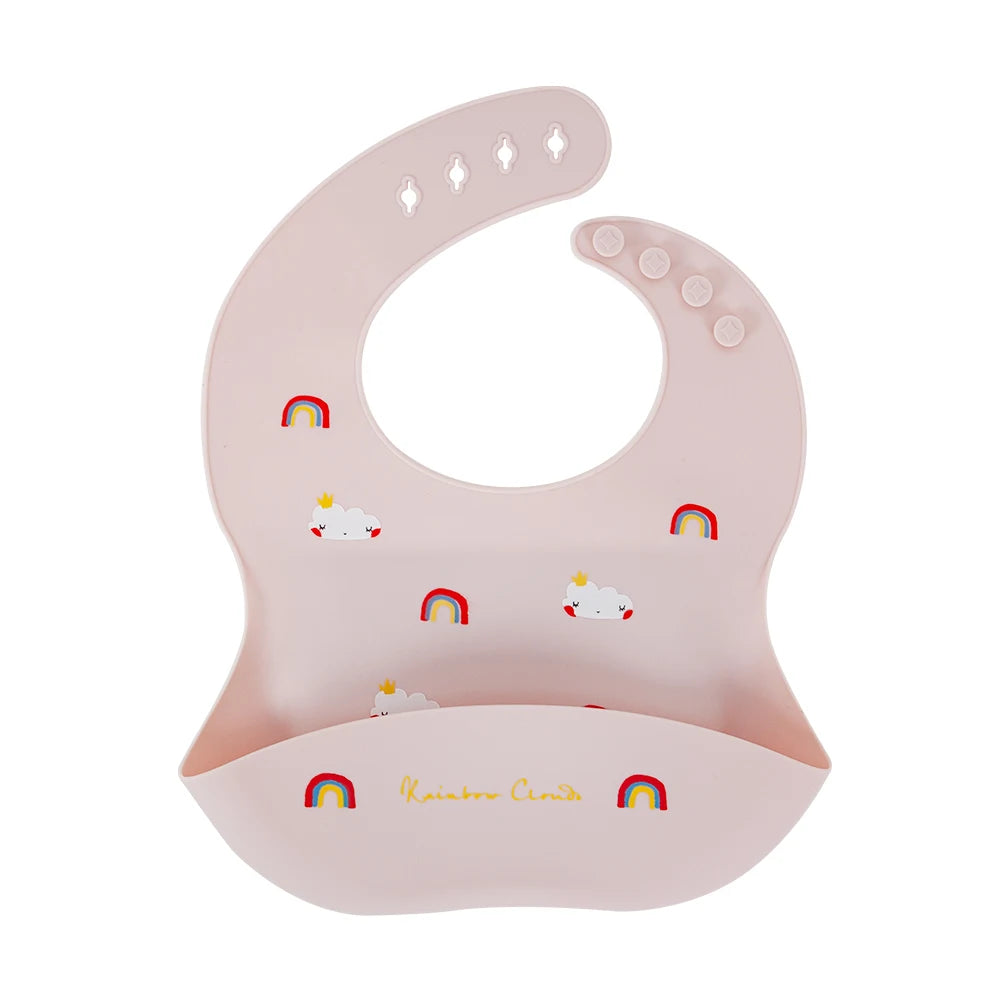 Baberos impermeables para niños, alimentación de bebés, cosas para comer, silicona suave, estampado de dibujos animados de animales, baberos ajustables para probar y alimentar al bebé