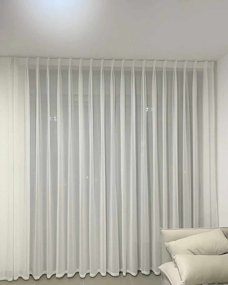 Solid White Tulle, Luxurious Chiffon Sheer Window Curtains For Living Room, Modern Voile Organza Drapes Bedroom Decoration, ASAZAL