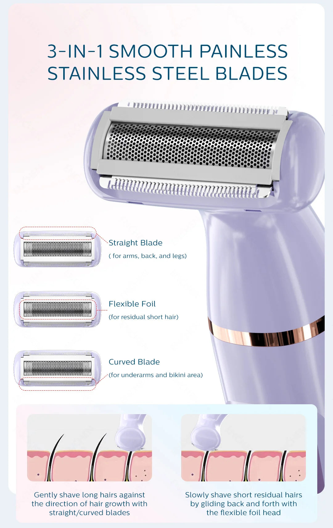 ENCHEN A1 Hair Trimmer For Lady Wet&Dry Suitable For The Whole Body Type-C Fast Charge 3-IN-1 Smooth Painless Detachable Blade