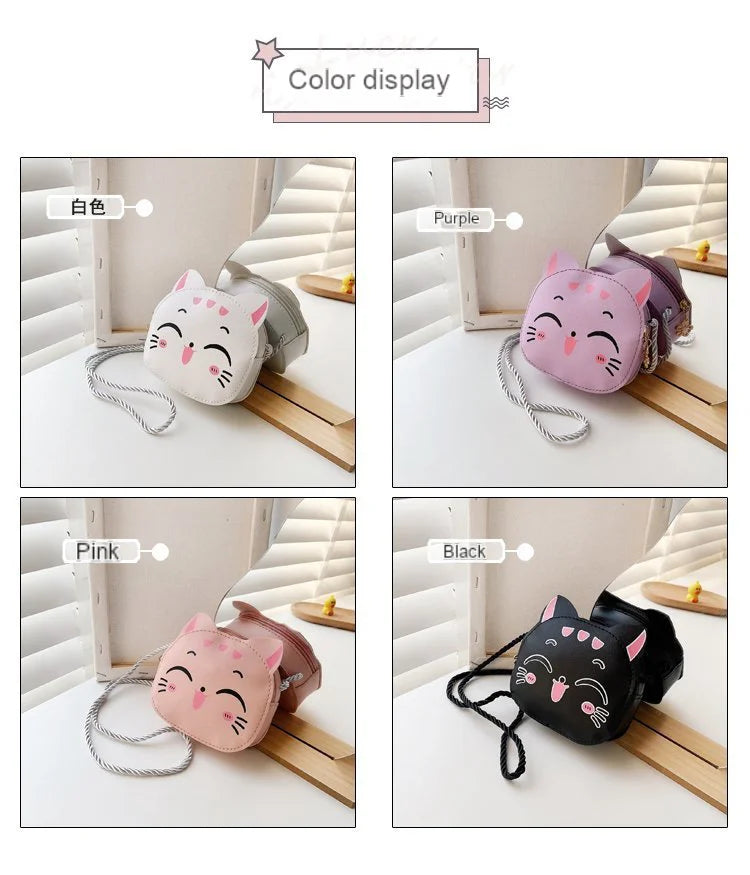 Cartoon Kids Bag, Fashion Cute Cat Crossbody Bag, Coin Wallet Lovely Hand Bags for Boys and Girls, Mini Shoulder Bags