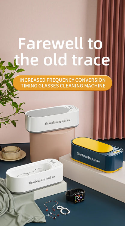 Ultrasonic Glasses Cleaner, 50KHz Contact Lens Cleaner, Household Timer Jewelry Toothbrush Cleaner, Brush Dentures, New MIJIA