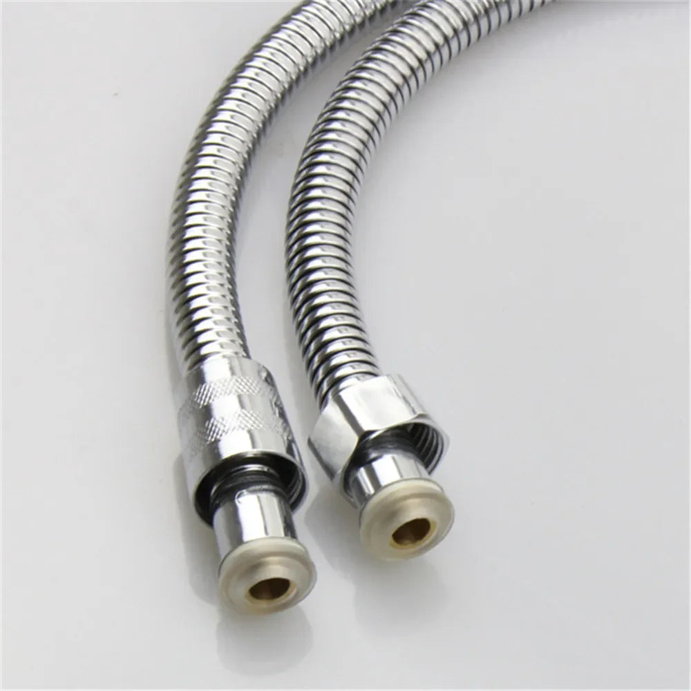 1.5/2M Black/Silver SUS 304 Flexible Shower Hose Long Bathroom Shower Pipe Extension Water Pipe Pull Pipe Bathroom Accessories