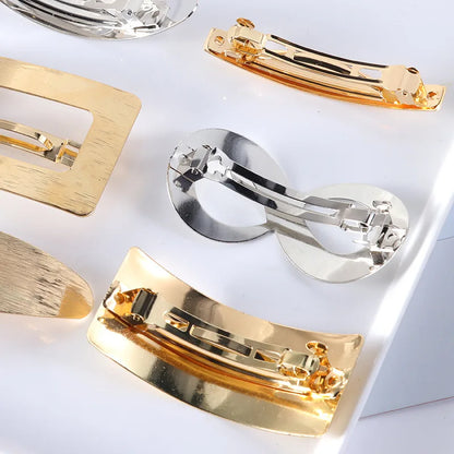 Metal Hair Clips Claw For Women Geometric Hairpin Barrettes Vintage Gold Silver Hairgrips Girls Ponytail Holder Hair Accessories