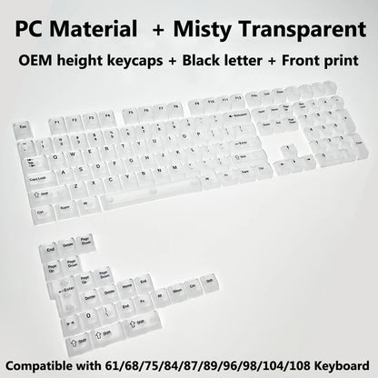 Full Sets Transparent Keycaps for Mechanical Keyboard Front/Side/None Print RGB Backlit Full/Misty Transparent Keycap 130+ Key