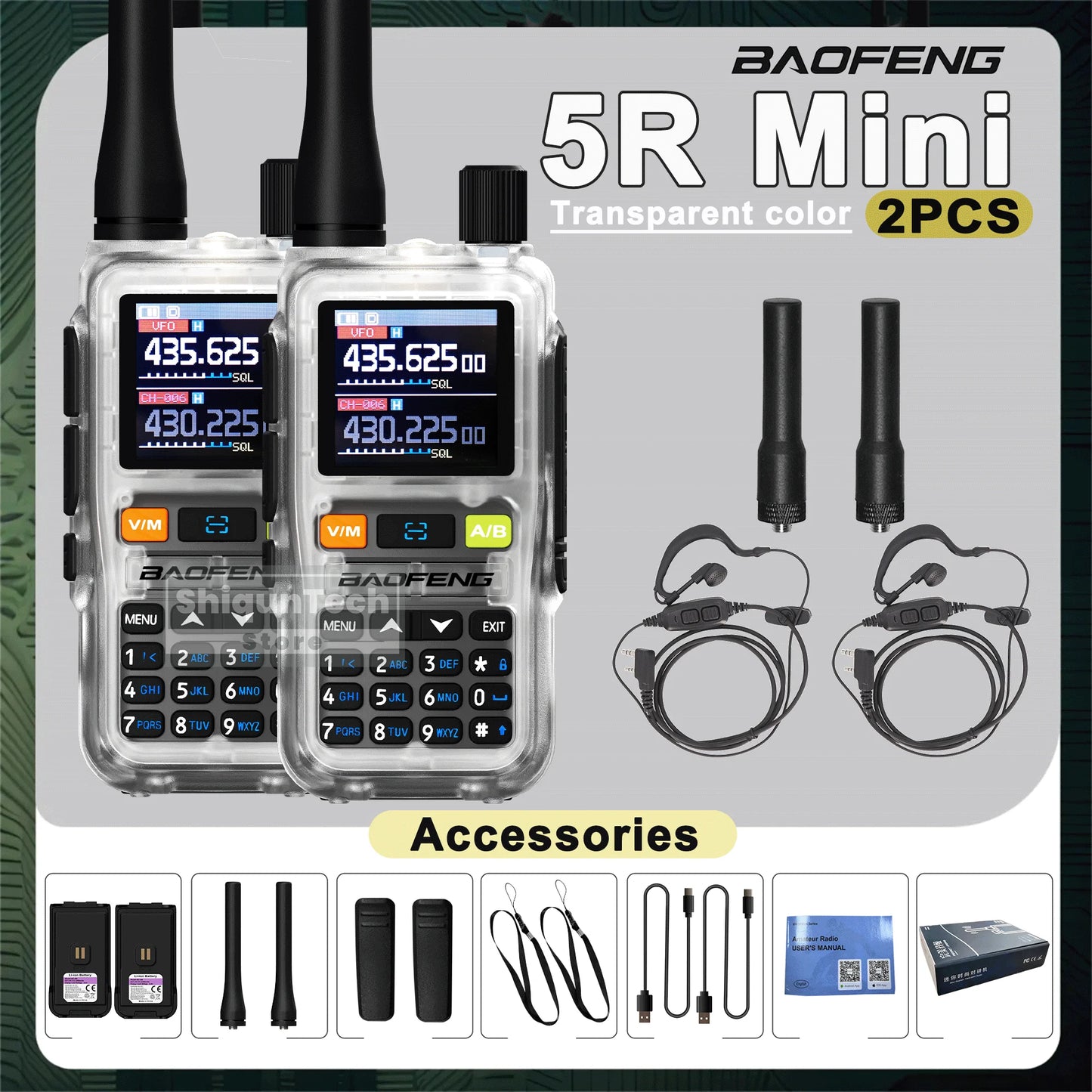 Baofeng UV 5R Mini Walkie Talkie Banda Aérea UHF/VHF Doble Vigilancia Doble PTT Programación Bluetooth Tipo-C Camping Radioaficionado Actualización 5R