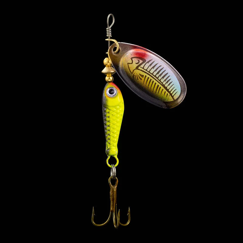 Rotating Metal Spinner Fishing Lures 9.1g 7cm Rotating Sequin Artificial Hard Baits Crap Bass Pike Treble Hook Fishing Tackle