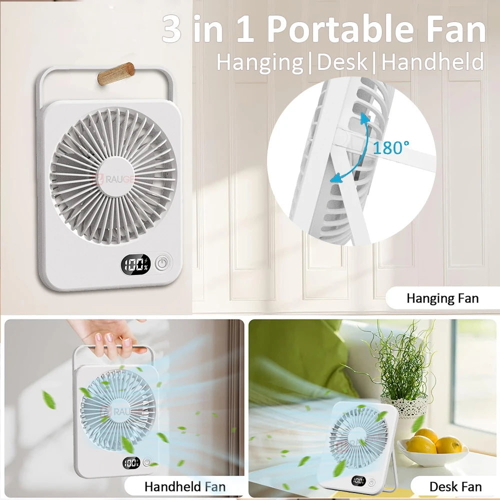 Portable Desk Fan Mini Foldable Table Fan With 5 Gear USB Rechargeable Wall Hanging Fan Student Desktop Fan For Office Home