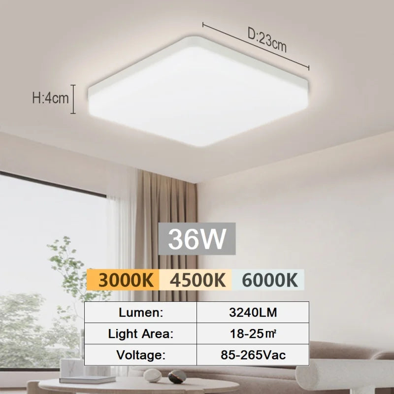 LED Ceiling Lamp 18-48W Flush Mount Fixture 3000K-6000K Daylight Modern Home Lighting for Bedroom Living Room Kitchen Hallway