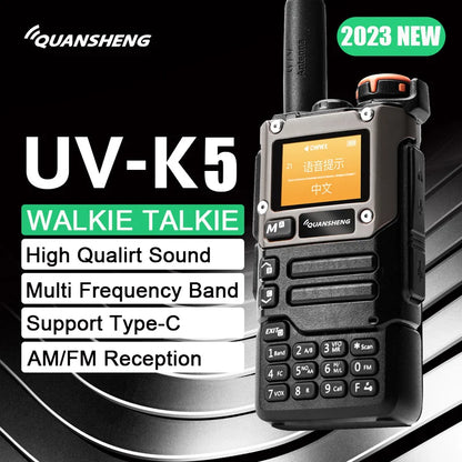 Quansheng UV-K5 Walkie Talkie 5W Air Band Radio Tyep C Charge UHF VHF DTMF FM Scrambler NOAA Wireless Frequency Two Way CB Radio