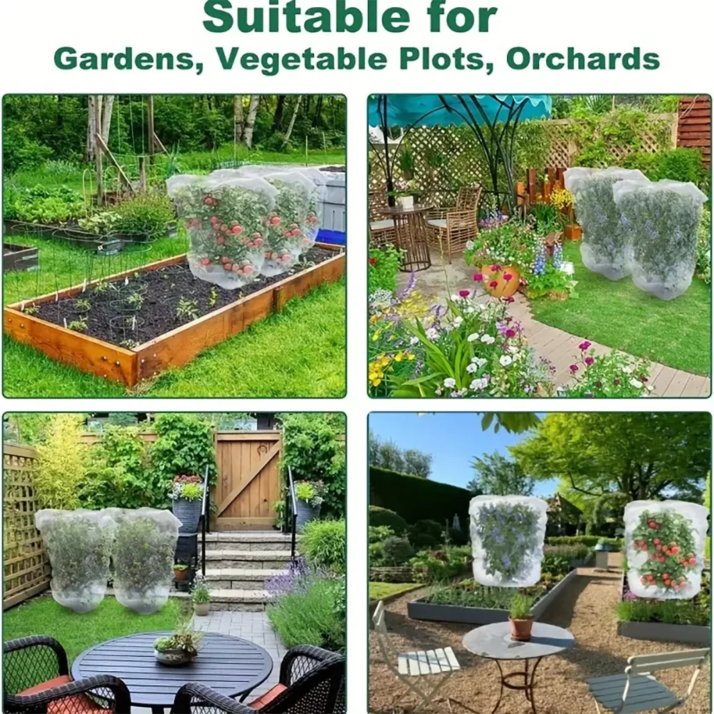 Extra-Thick Garden Netting With Drawstring & Zipper - Insect & Bird Protection For Fruits, Citrus, Flowers PE Material Insect Netting