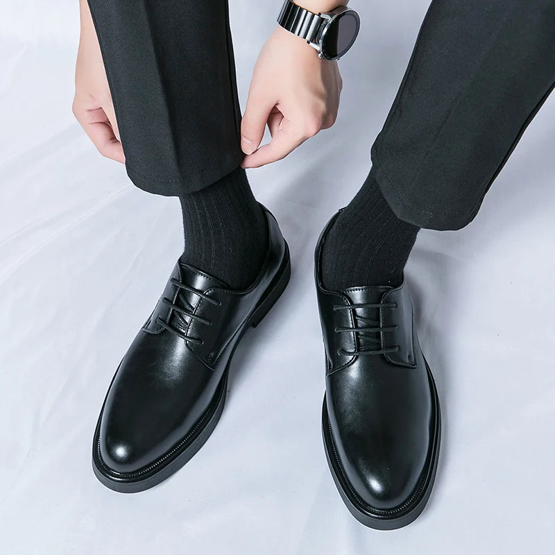 Spring Autumn Soft Sole Comfortable Casual Shoes, Men's Outdoor Hiking Travel Shoes, High End High Quality Men's Suit Dress Shoes
