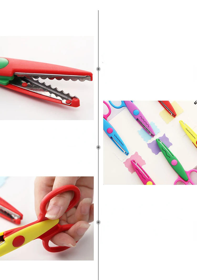 Mr.paper 6 Styles Minimalistic Lace Scissors Wavy Pattern Small Round Head Children Special Student Art Tool Stationery Scissor