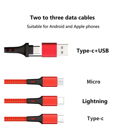 5 in 1 PD USB Fast Charging Cable For iPhone 14 13 12 Xiaomi Android Micro USB Type-C Phone Charger Multi-ports Data Cable