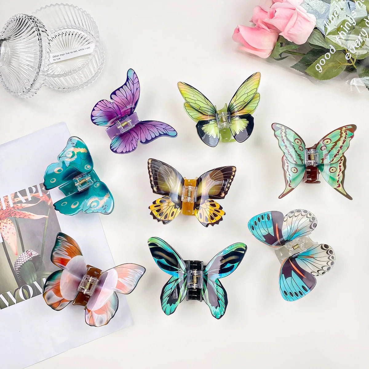 1pc ultra-fantasy simulation butterfly clip temperament hair clip for pinning hair shark clip hair accessory head accessory