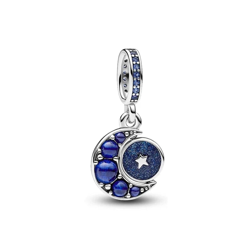 New Fashion 925 Sterling Silver Romantic Starry Sky Moon Sun Stars Pendant Fit Original Charms Bracelet Women Jewelry Gift